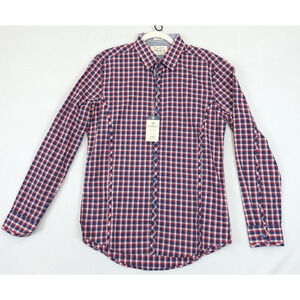 7 Diamonds Original Plaid Button Up Shirt Flip Cuff Women S Red Blue 100% Cotton